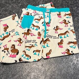 Lazy One Horse Print Pajama Pants with Teal Pocket
